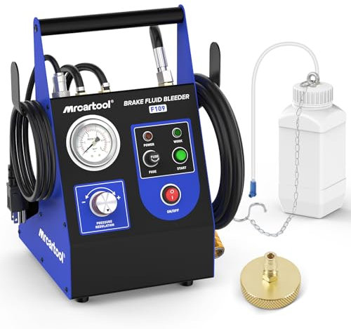 PLAYOCCAR Bremsenentlüftungsgerät Elektrisch,220V KFZ Pulsierendes Automatisch Bremsenentlüftungsgerät Maschine mit 1 Abfallölbehälter und 1 Adapterstutzen, Druck 0,5-2,5 bar