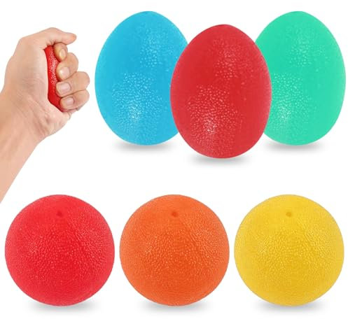 Knetball für Hände Therapie, Handtrainer Ball Silikon Stressball Anti Stress Ball mit 5 Unterschiedlichen Härtegrade Eiförmige Griffbälle für Kräftigung von Hand Druckentlastung