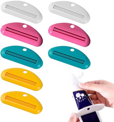 8PCS Plastic Toothpaste Clips Squeezer,Toothpaste Tube Squeezer,Convenient Toothpaste Squeezer,D Shape Tube Wringer seat for Toothpaste, Hand Cream Hand Cream(4 Color)