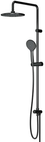 AM.PM Gem - Duschsystem ohne Armatur, Duschset mit Regendusche 22 cm, Handbrause Spray, Schlauch und Brausestange, Schwarz