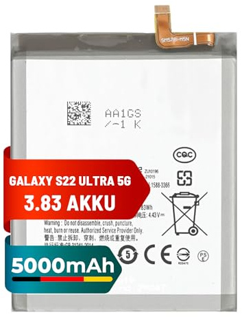 Mpsmobile® Akku für Samsung Galaxy S22 Ultra 5G | EB-BS908ABY | 5000mAh | Langlebige Leistung und Schnelles Laden