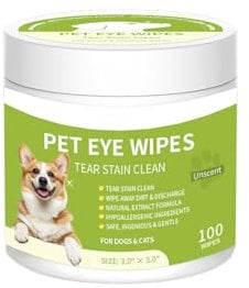 Dog Eye Wipes, Angel Tear Stain Remover for All Dogs & Cats – & Eye Wipes for Dogs, Pet Eye Cleaner Wipes with Enzymes for Discharge, Crust, Mucus & Debris, Coconut (100) RmG452 (Green, 7cm)