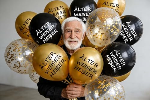 Älterer Wister Heißer Geburtstag Luftballons für 30./40./50./60./70./ 80. Frauen Männer Lustige Geburtstagsballons Schwarz Gold