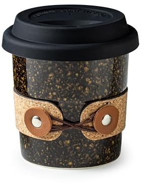 Cormomu Travel Coffee Mug, Ceramic Coffee Tumbler with Lid, Porcelain Tea Mug, Reusable Camp Cups, Microwave & Dishwasher Safe, Modern Style, Gifts for Men and Women, 8.5oz