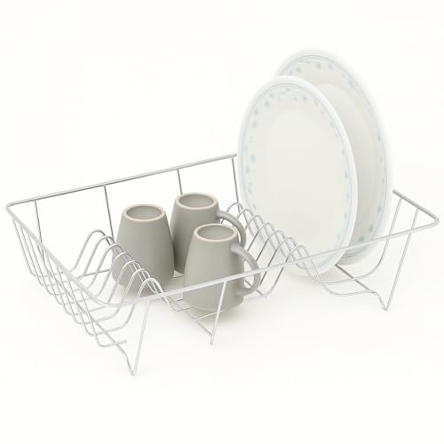 wondergoods Stainless Steel Dish Drying Rack – Durable Chrome-Plated Kitchen Dish Drainer for Plates, Cups & Bowls with Easy Drainage, Space-Saving Design (40cm x 30cm x 10cm)