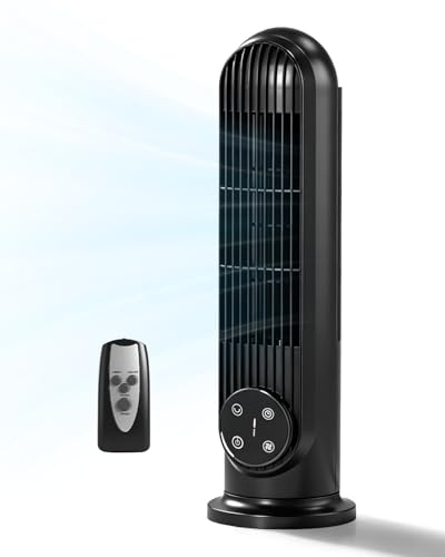 Karl home 2-in-1 Mini Tower Fan, 16 Portable Bladeless Floor/Wall-Mounted Fan w/Remote Control, LED Display, 90°Osc, 3 Speeds & 9H Timer, Ultra-Quiet Cooling Fan for Home Office Bedroom, Black