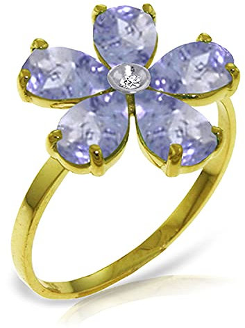 14 K Solid Gold Tansanit Ring Blume – Größe 6,0
