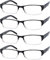 Eyekepper 4er-pack Damen und Herren Rechteckige Lesebrille mit Federscharnieren in Schwarz +1.50