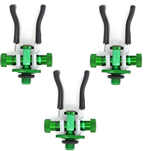 Paquete de 3 apoyacañas Phoxinus de aluminio anodizado, se ajusta a casi todas las cañas, vainas y trípodes de pesca; soporte ideal para pesca de carpas, pesca de agua dulce y más - -, verde