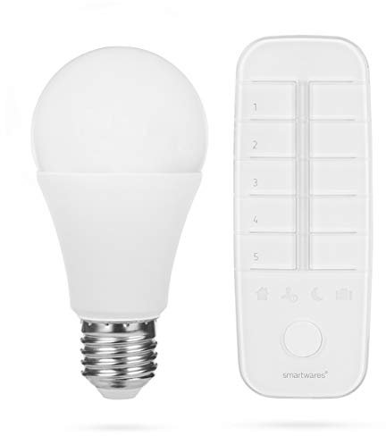 Smartwares Smart Home Pro | E27 LED Lampe & Fernbedienung, stufenlos einstellbar & dimmbar | Alexa kompatibel & App steuerbar via Basisstation, transparent, 10.049.50 (HW1600R)