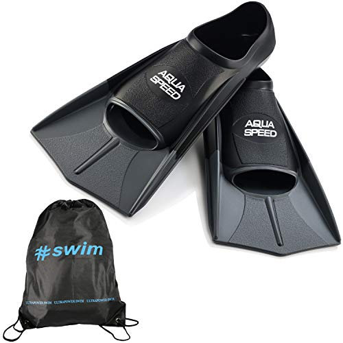 Aqua Speed Trainingsflossen + Ultrapower Rucksack | Schwimmflossen | Kurzflossen | Farbe: silber/26 Größe: 31/32