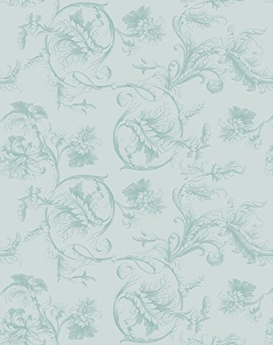 Zeitlos elegante Barock Tapete mit üppigem floralem Muster in edlem hellblau, türkis - Vlies Tapete Ornamente GMM Wand Dekoration (um halb hoch zu tapezieren H: 1,5m B: 46.5cm)