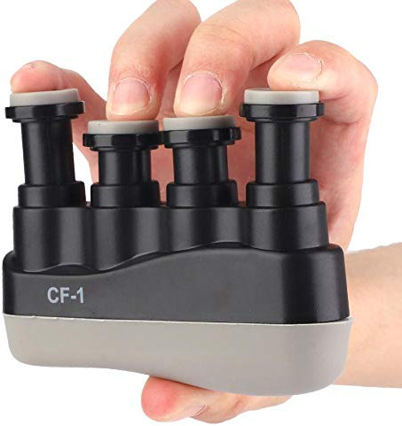 CF-1 Finger Trainer für Erwachsene - Einstellbarer Handkrafttrainer für Gitarre Klavier und Instrumentenspiel - Ergonomisches Fingerübungsgerät mit variablem Widerstand (Schwarz)
