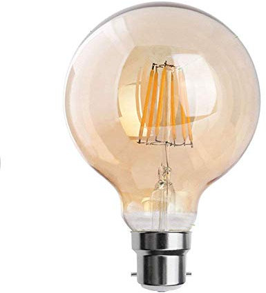 Dimmbare Vintage 8W LED Filament G125 Glühbirnen Bajonett Retro Edison B22, 2700K Warmweiß dimmbare Energiesparlampen für Kronleuchter, Deckenleuchten 4W/6W/8W G125 8W B22