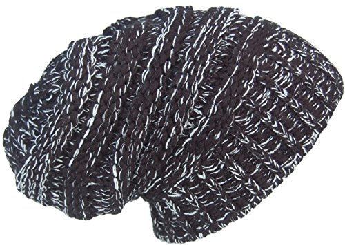 Cool4 Herren Damen Unisex Strickbeanie Slouch Grobstrick Beanie Strickmütze Mütze A20 (Schwarz-Weiß meliert)