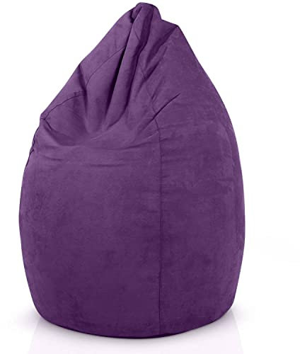 Green Bean Sitzsack mit Rückenlehne 60x60x90cm - Indoor Sitzkissen 220L Füllung Kuschelig Waschbar - Bean Bag Bodenkissen Lounge Chair Sitzhocker - Lila