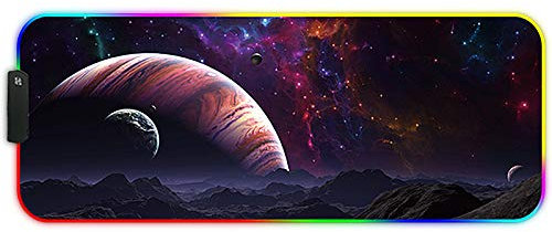 DORRISO RGB Gaming Mauspad Große 800x300x4 mm LED Schreibtischunterlage XXL Große Mousepad Wasserdicht Anti Rutsch Matte für Computer PC Professionelle Gamer Gaming Mousepad Sternenklarer Himmel