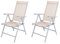 Mojawo 2er Set Gartenstuhl - Hochlehner 7-Fach verstellbar - zusammenklappbar - Klappstuhl - witterungsbeständiges Aluminium - wetterfeste Gartenmöbel - Silber/Beige