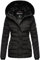Navahoo Damen warme Winter Steppjacke mit Abnehmbarer Kunstfell-Kapuze Milianaa Black Gr. XXL