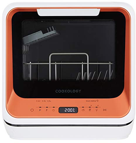 Cookology CMDW2 Compact Mini Portable Counter Top, Tabletop Dishwasher Small, 7 Wash Cycles with ECO Friendly Mode and Baby Bottle Rack - In Orange