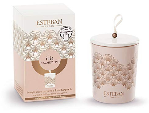 Esteban Paris - Nachfüllbare Deko-Duftkerze IRIS CACHEMIRE 170g mit Keramikdeckel