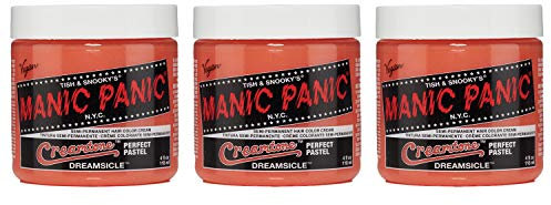 Manic Panic Dreamsicle Pastel Classic Creme, vegan, tierversuchsfrei, orange semipermanente Haarfarbe, 3 x 118 ml