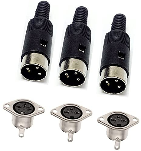 Prise DIN mâle à 3 broches + adaptateur femelle, montage sur panneau de châssis audio AV connecteur DIN 3 broches – (3 ensembles)