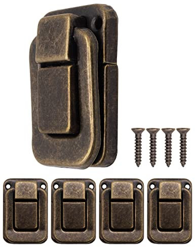 FUXXER 4 chiusure a gancio, chiusura per cassapanche, casse, scatole, bronzo, 47 x 32 mm