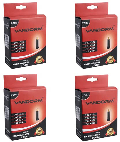4 PACK Vandorm 700c x 32c - 45c Hybrid Bike Butyl Schrader Valve Inner Tubes