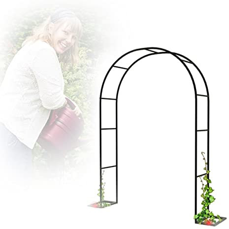Rosenbogen 120cm 140cm 180cm 200cm 350cm Breit, Torbogen Weihnachtsdeko Gartenbogen Metall Rankhilfe Für Kletterpflanzen Pergola Rosengestell Rankgitter, Schwarz (Größe : W180x40xH220cm)