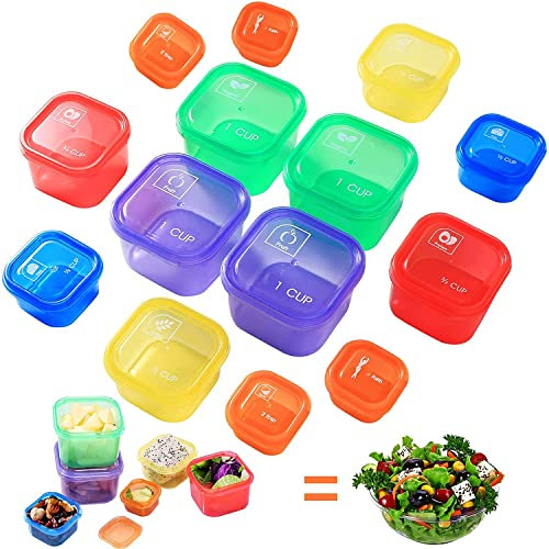 14Pcs Portion Control Container Kit, 21 Day Fix and Food Plan, Multi Color Coded Meal Prep System, BPA Free Weight Loss Containers for Double Diet Plan