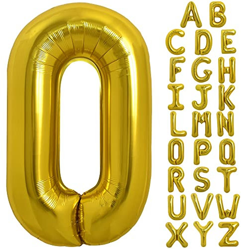 TONIFUL 40 Zoll große Goldfarbene O Buchstabe Ballons Jumbo Helium Ballons, Folie Mylar Big Alphabet Ballons für Geburtstagsfeier Jubiläum Valentinstag Zubehör Dekorationen