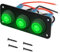 RUNCCI-YUN 12V-24V pannello interruttore impermeabili,Pulsante Interruttore Rotondo,3 Gruppi Pannello interruttori a levetta LED,Pannello Interruttori a Bilanciere per Auto, Barca, Camion (Verde)