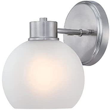 Westinghouse Lighting 6124740 Moderne einflammige Wandleuchte Dorney Innenbereiche, Ausführung in gebürstetem Nickel mit Milchglas