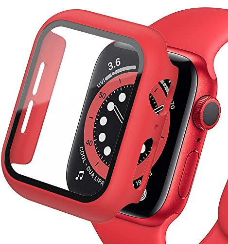 SOLOLUP Cover Compatibile per Apple Watch Series 6/Se/5/4 40mm con Vetro Temperato Pellicola Protettiva,PC Rigido Caso Antiurto Protezione Completa per iwatch 40mm Custodia,Rosso