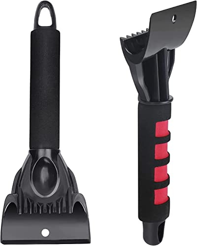 BLOWMY 2 Pcs Vehicle Ice Scraper for Car Snow Frost Ice Removal Tool for Cars and Small Trucks Windshield with Foam Handle-Scratch Free