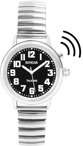 RUNCAR Montre parlante de Anglais pour Femme, indique l'heure, la Date ou l'heure de l'alarme pour Les Personnes âgées, malvoyantes ou aveugles