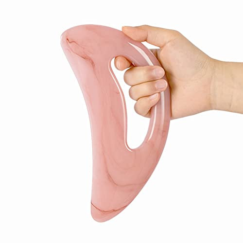 Gua Sha Massagegerät mit Griff Gua Sha Stein Gesichtsbehandlungswerkzeug für Die Spa-akupunkturtherapie Auf Gesicht, Rücken Ganzer Körper Massage (Rosa)