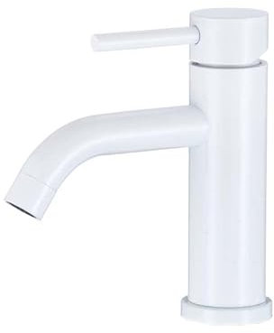 VALAZ Grifo Lavabo Blanco | Grifo Monomando Lavabo, Mezclador Agua Fría y Caliente, Ahorro de Agua | Instalación Facil y Rápida | Latón, Inoxidable, Elegante, Caño Curvo, Serie Jabalon