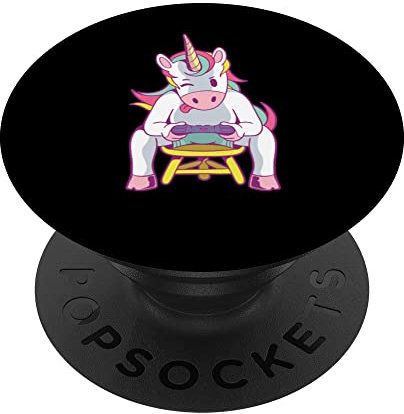 Unicorn Gaming sur chaise avec casque, Unicorn Gamer Girl PopSockets PopGrip Interchangeable