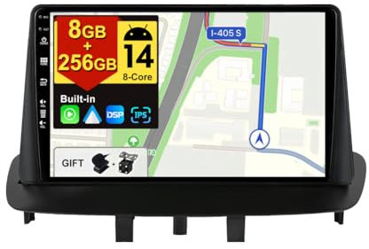 BXLIYER - [8G+256G, 8-Core] - Android 14 IPS Autoradio Para Renault Megane 3 (2008-2014) - Inalámbrico CarPlay/Android Auto - LED Cámara & MIC - 9 Pulgada 2 DIN - DAB Volante 360-Cámara Fast-Boot WIFI
