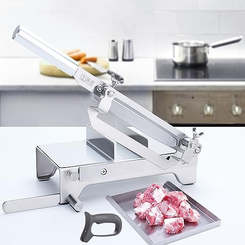 Meat Slicer Manual Frozen Bone Meat Cutter Stainless Steel Rib Cutter Machine for Chicken Fish Beef Jerky Lamb Frozen Meat Deli Food Herb Fruit Vegetables Guillotine Biltong Cutter Chopper