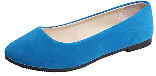 Women's Slip On Flat Walking Ballerina Shoes Casual Work Office Comfortable Cute Shoes Ladies Flat Pumps UK Size Slip On Loafers Ballet Ballerina Dolly Shoes Blue, 5 UK