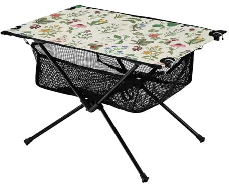 FRODOTGV Faltbarer Strandtisch Wildkräuter Pflanze Obst Blume Heavy Duty Cool Camping Supplies mit Aufbewahrungstasche für Outdoor Küche Picknick
