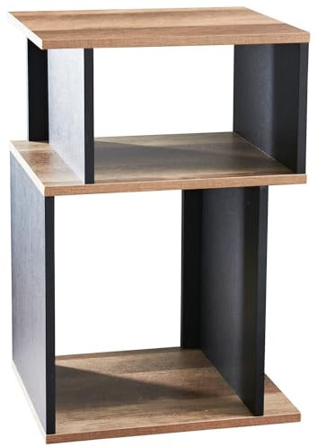 Dylex 3 Tier Side Table Small End Table with Storage, Stylish Rustic Oak and black wood Coffee Table