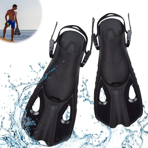Udbrud Schnorchelflossen, Schwimmflossen Verstellbare Flossen Tauchflossen Reisegröße Gr.42-47 Kurz Einstellbar zum Schnorcheln Tauchen Erwachsene Männer Frauen, L/XL