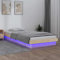 NITCA Bett mit LED 90 x 200 cm Massivholzbett Bett 90 x 200 cm mit LEDs und Lattenrost Natur Polsterbett mit LED Beleuchtung Bettrahmen Holz Jugendbett Bettgestell Einzelbett Schlafzimmerbett