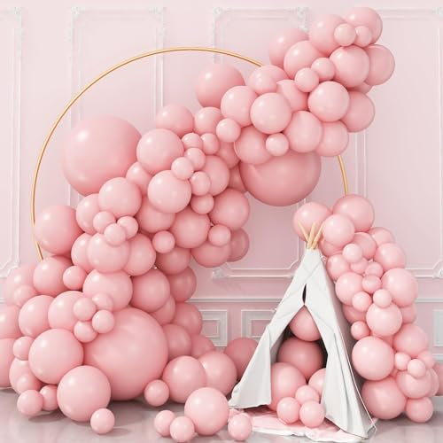 Pink Balloons Double Stuffed, 18 12 10 5 Inch Pastel Pink Balloon Arch Light Pink Balloons Different Sizes Baby Pink Balloon Garland Kit for Birthday Baby Shower Gender Reveal Bridal Party Decorations