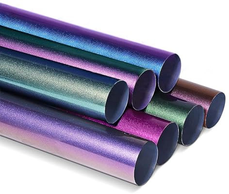 Chamäleon Plotterfolie Textil - 7 Blatt Flexfolie für Cricut, 30,5 x 25,4 cm Textilfolie Bügelfolie für DIY T-Shirt Heat Transfer Vinyl