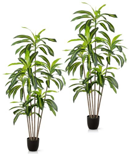 PASCH® 2 x Drachenbaum Kunstpalme groß (160cm) - Langlebig & Naturgetreu | Realistische Kunstpflanzen groß | Künstliche Pflanzen groß | Palme künstlich | Künstliche Palme für natürliches Ambiente